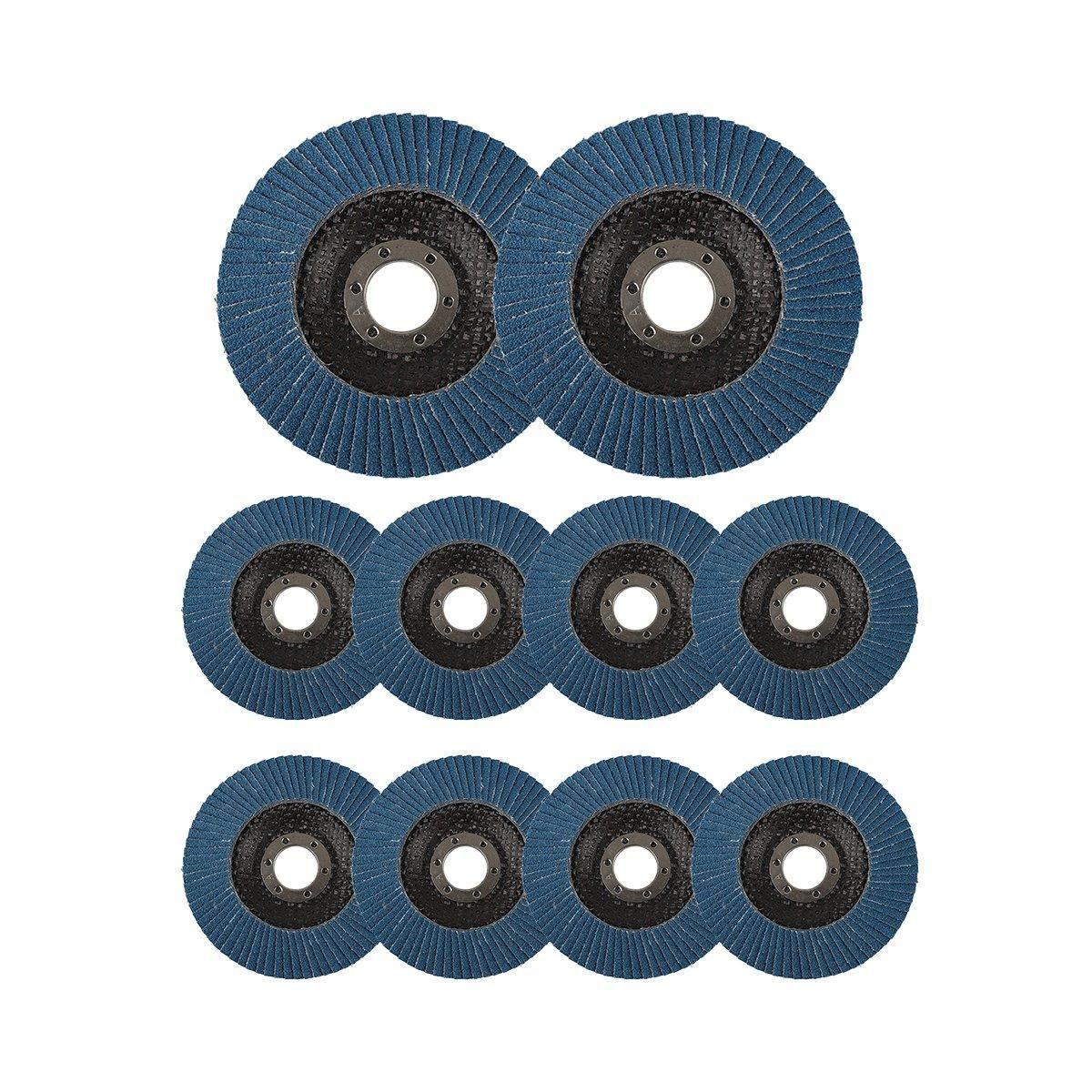 10pcs Flap Disc 40/60/80/120 Grit Angle Grinder Wheel Set Durable Sanding Tool - 40 Grit